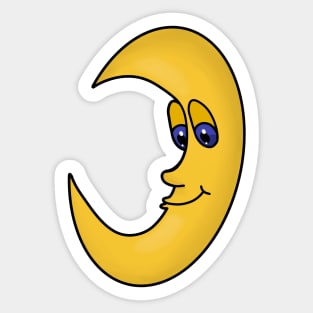 Yellow Moon With Blue Eyes Sticker